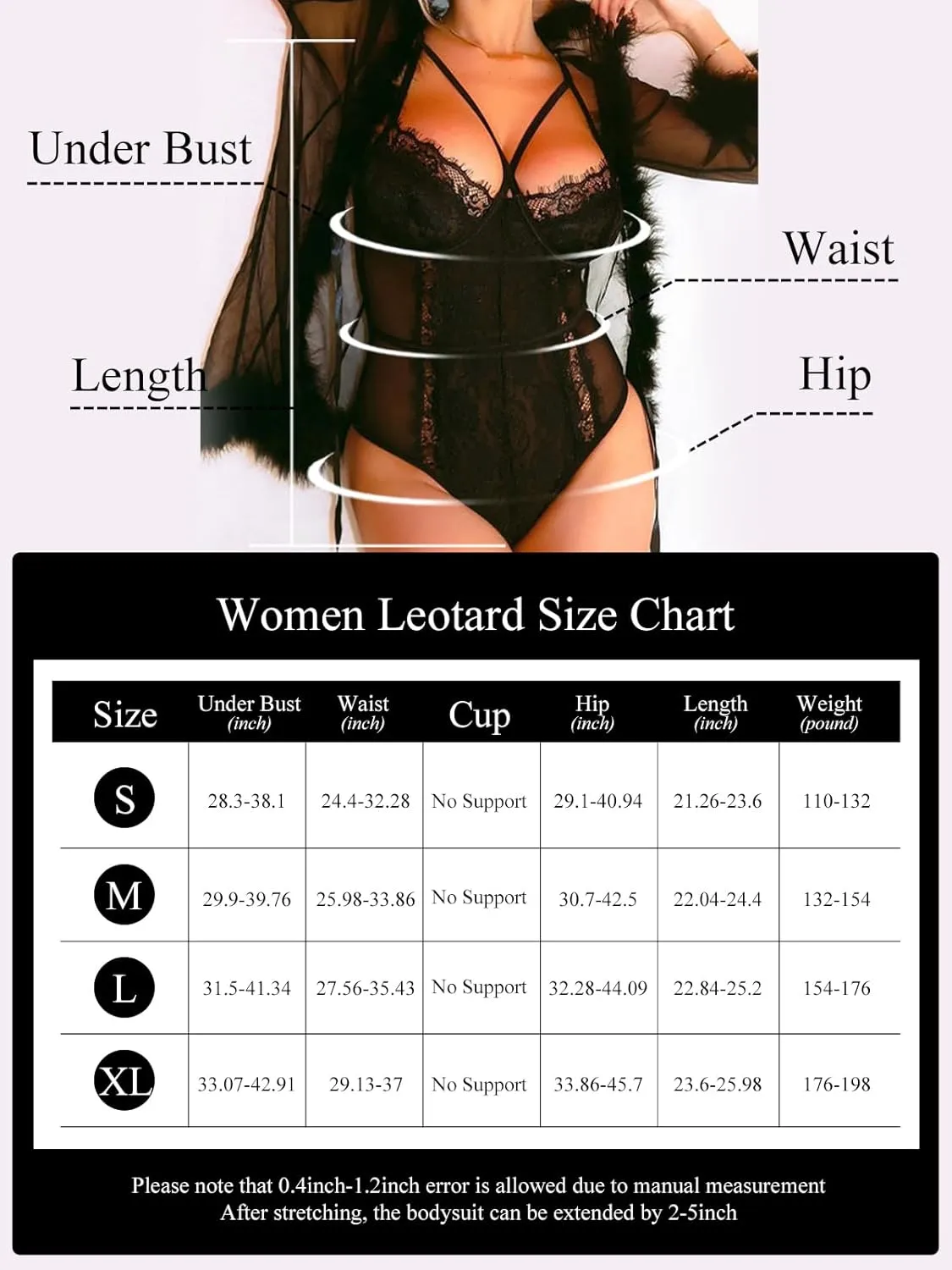 Buitifo Womens Sexy Bodysuit Lingerie One Piece Babydoll V Neck Teddy Snap Crotch