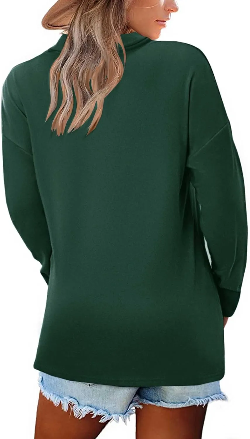 BZB Women Polo Shirts Shawl Neck Long Sleeve Tops Tunic Tops to Wear with Leggings
