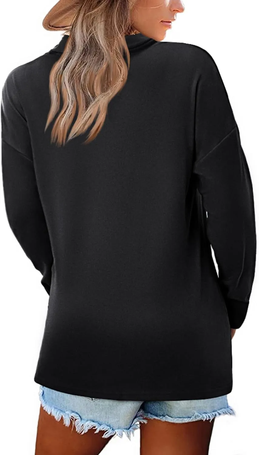 BZB Women Polo Shirts Shawl Neck Long Sleeve Tops Tunic Tops to Wear with Leggings