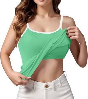 Camisole Tops for Women Built in Bra Adjustable Spaghetti Strap Cotton Workout Yoga Shirts Summer Basic Tank Tops
