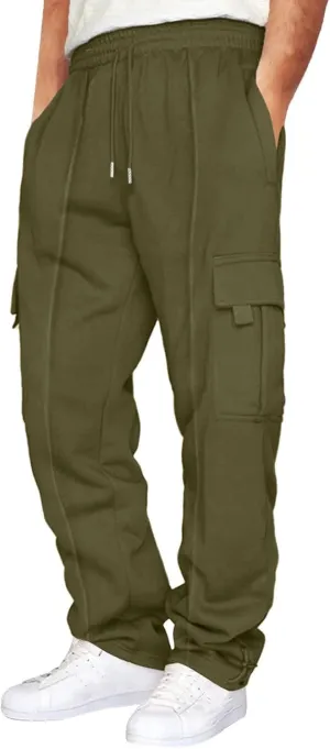Cargo Pants For Men Stretch Drawstring Elastic Waist Sweatpants Tall Regular Fit Pants Tall Joggers Trousers
