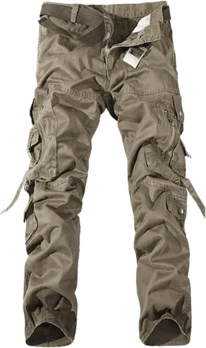 Cargo Trousers for Men Fleece Cargo Sweatpants Stretch Elastic Waist Athletic Workout Jogger Drawstring Sport Pants