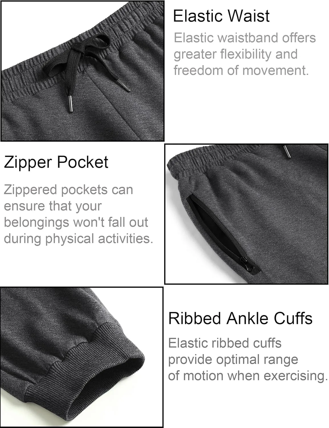 COOFANDY Mens Jogger Sweatpants Workout Athletic Sweatpants Casual Pants with Zipper Pockets