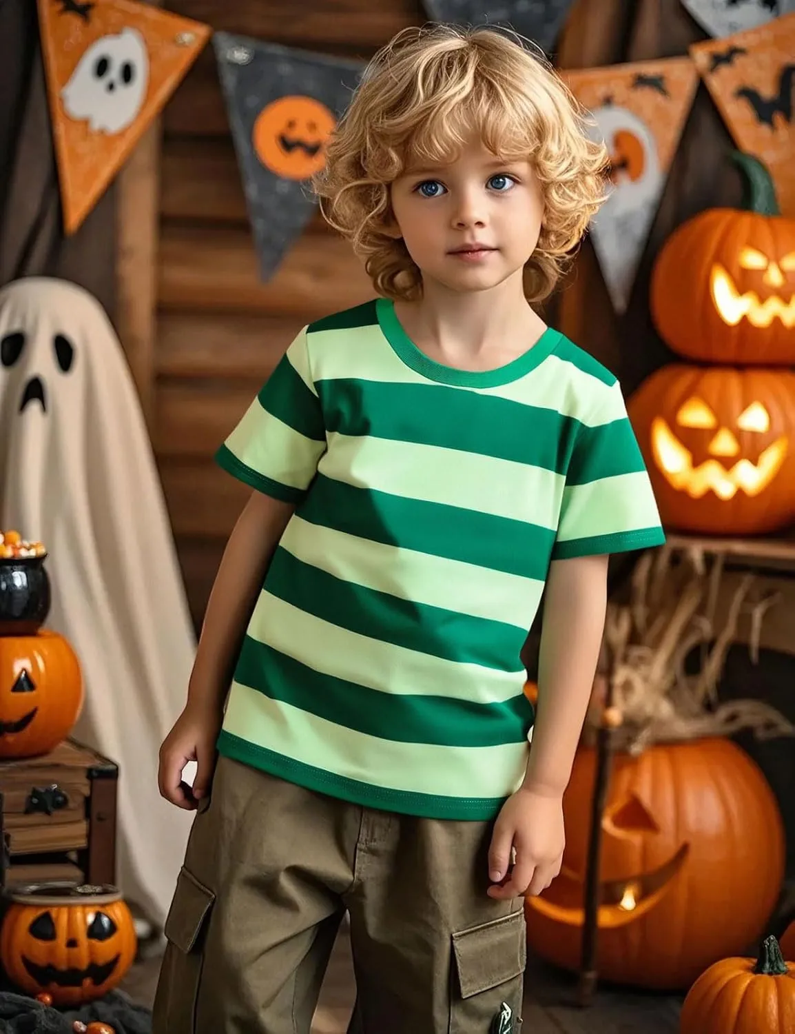 COSLAND Boys and Toddlers' Short Sleeve Striped T-Shirt, Cotton, Kids' Crew Neck Tee, 2T-Large