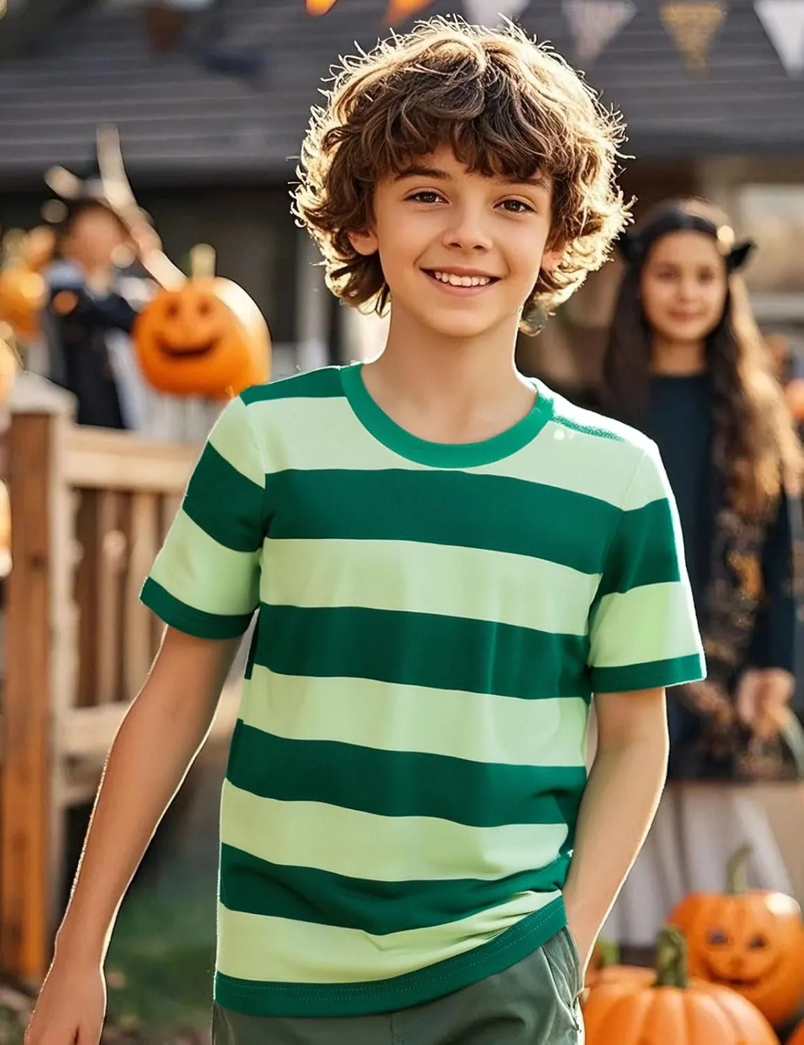 COSLAND Boys and Toddlers' Short Sleeve Striped T-Shirt, Cotton, Kids' Crew Neck Tee, 2T-Large