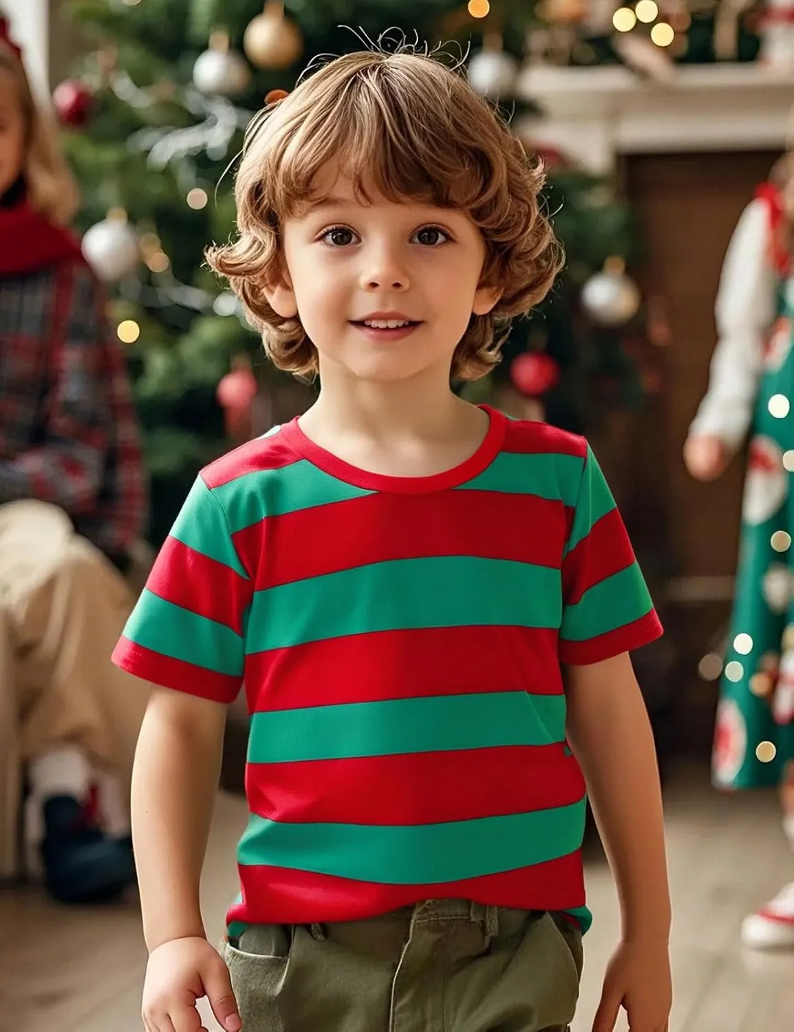 COSLAND Boys and Toddlers' Short Sleeve Striped T-Shirt, Cotton, Kids' Crew Neck Tee, 2T-Large