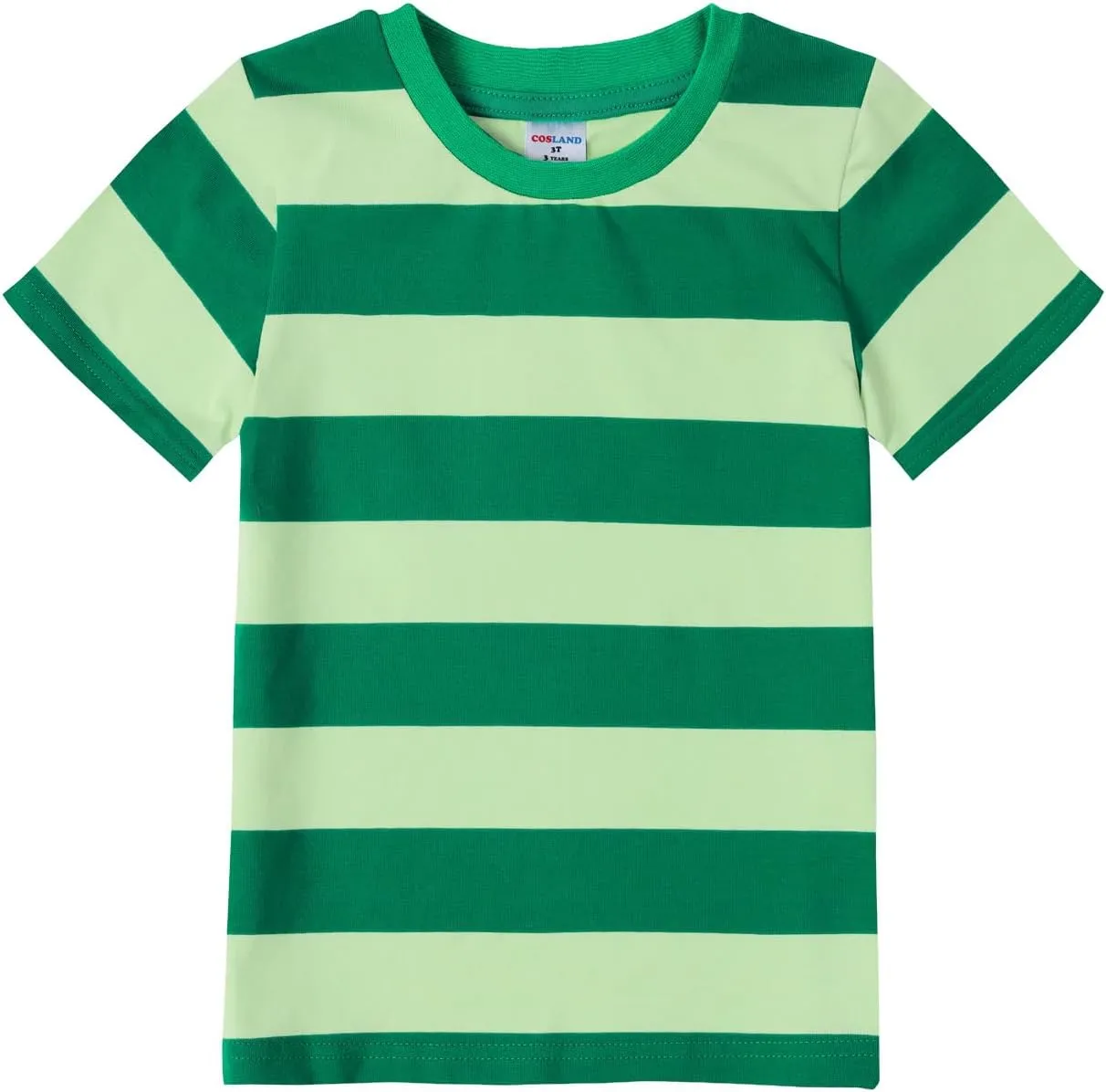 COSLAND Boys and Toddlers' Short Sleeve Striped T-Shirt, Cotton, Kids' Crew Neck Tee, 2T-Large