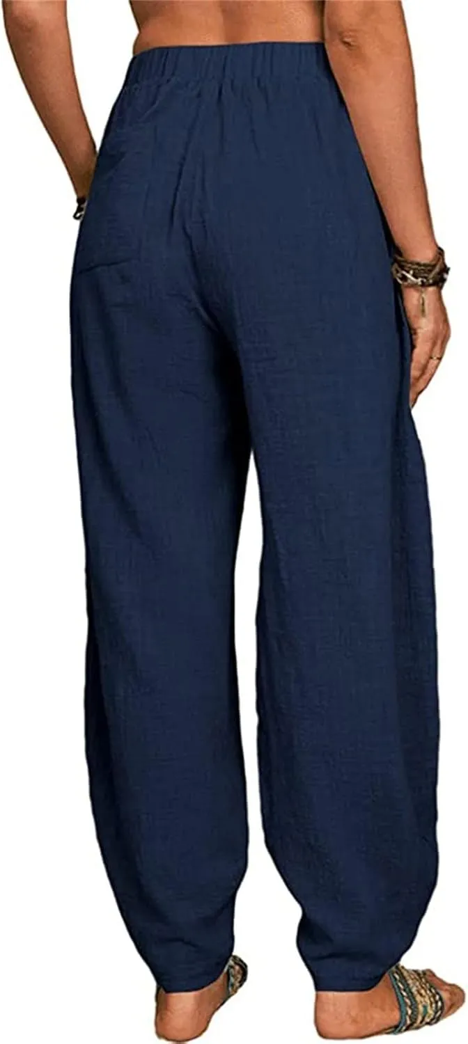 Cotton Pants For Women Long Pants Waist Casual Loose Trousers Pants Pants Boho Lounge Pants Baggy Palazzo Pants