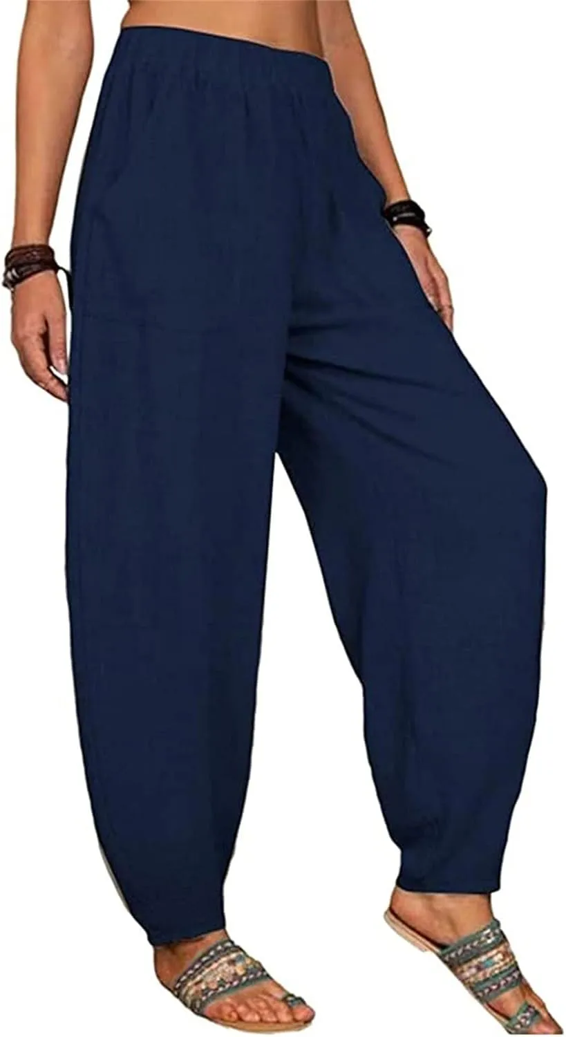 Cotton Pants For Women Long Pants Waist Casual Loose Trousers Pants Pants Boho Lounge Pants Baggy Palazzo Pants