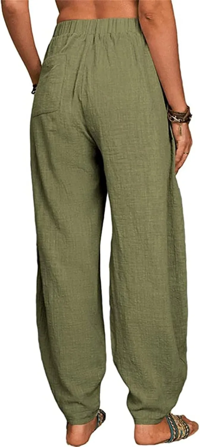 Cotton Pants For Women Long Pants Waist Casual Loose Trousers Pants Pants Boho Lounge Pants Baggy Palazzo Pants