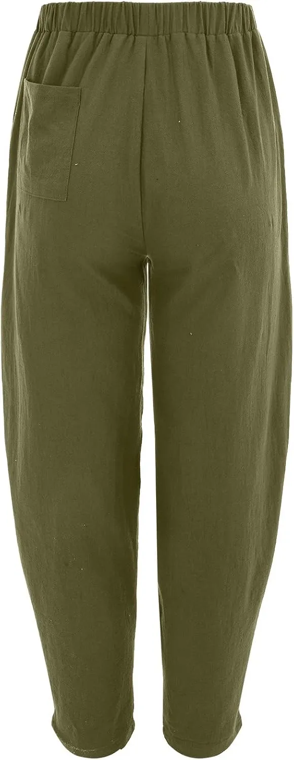 Cotton Pants For Women Long Pants Waist Casual Loose Trousers Pants Pants Boho Lounge Pants Baggy Palazzo Pants