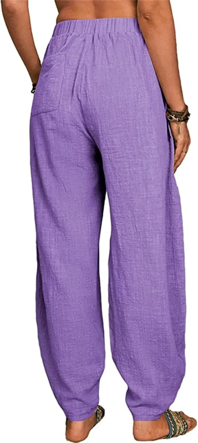 Cotton Pants For Women Long Pants Waist Casual Loose Trousers Pants Pants Boho Lounge Pants Baggy Palazzo Pants