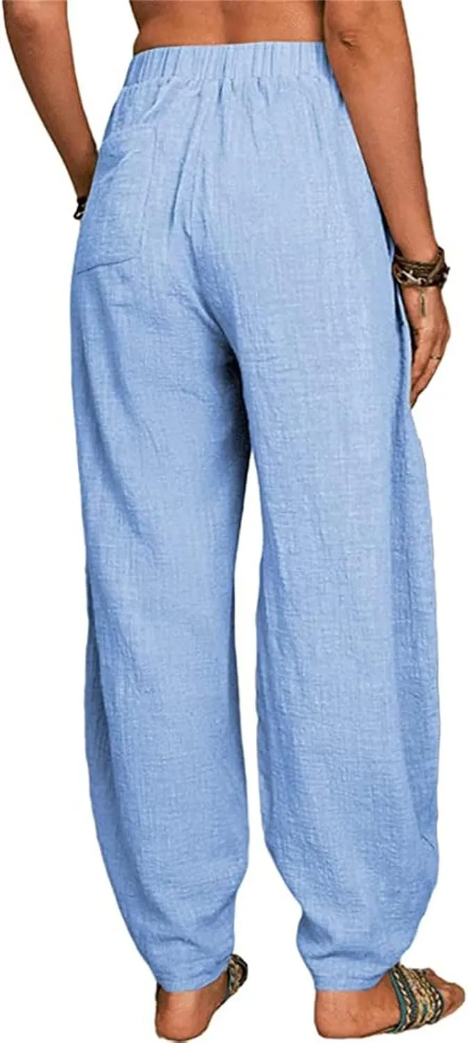 Cotton Pants For Women Long Pants Waist Casual Loose Trousers Pants Pants Boho Lounge Pants Baggy Palazzo Pants