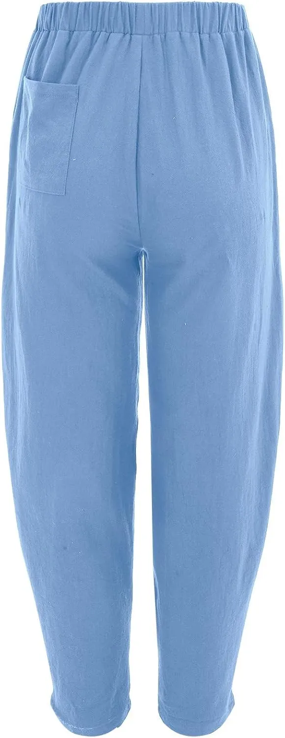 Cotton Pants For Women Long Pants Waist Casual Loose Trousers Pants Pants Boho Lounge Pants Baggy Palazzo Pants