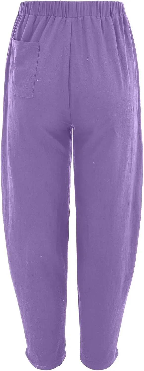 Cotton Pants For Women Long Pants Waist Casual Loose Trousers Pants Pants Boho Lounge Pants Baggy Palazzo Pants