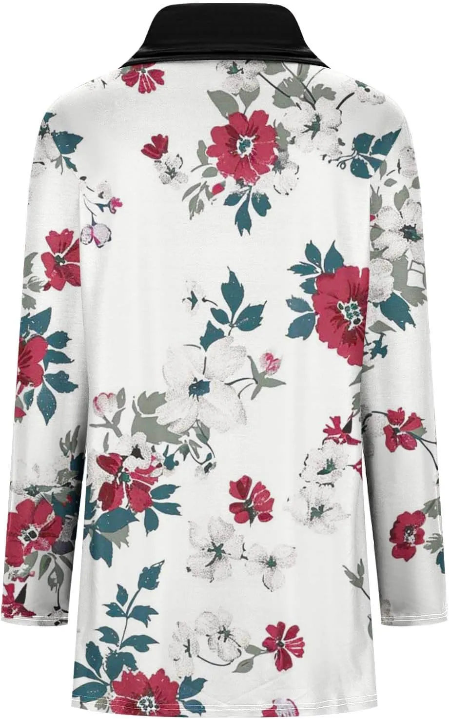 Cowl Neck Tunic Tops for Women Long Sleeve Floral Top Casual Loose Fitting Tops Dressy Casual Tunic Tops Blouse