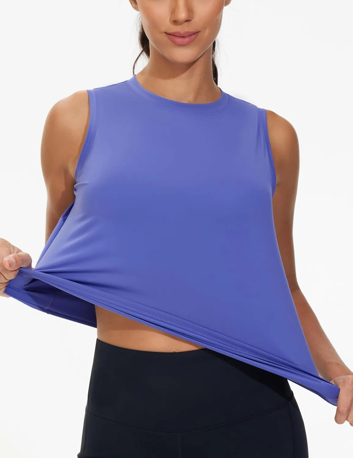 Dragon Fit Women Sleeveless Yoga Tops Workout Cool T-Shirt Running Short Tank Crop Tops