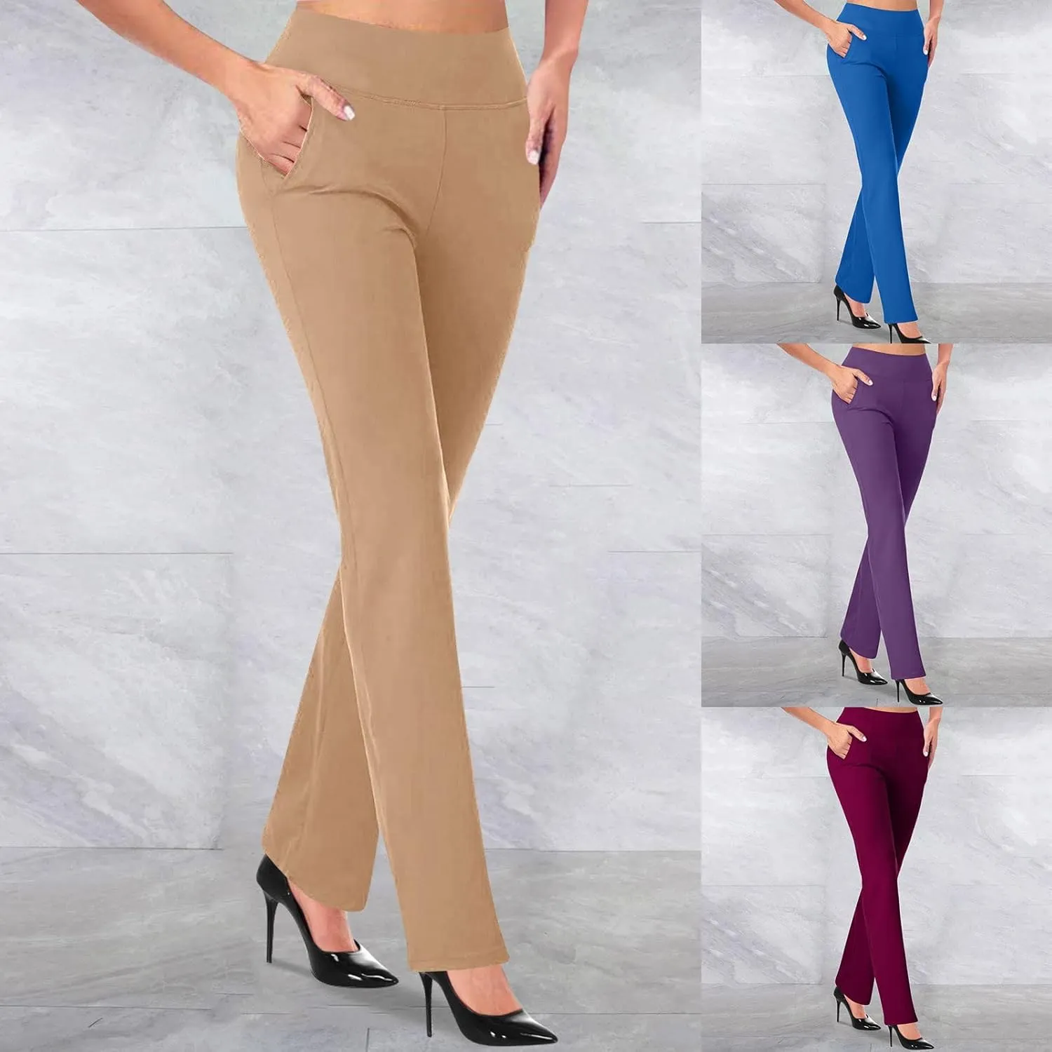 Dress Pants Women Business Casual Office Work Pants Premium Stretch Yoga Pants Straight Leg Bootcut Slacks Pants