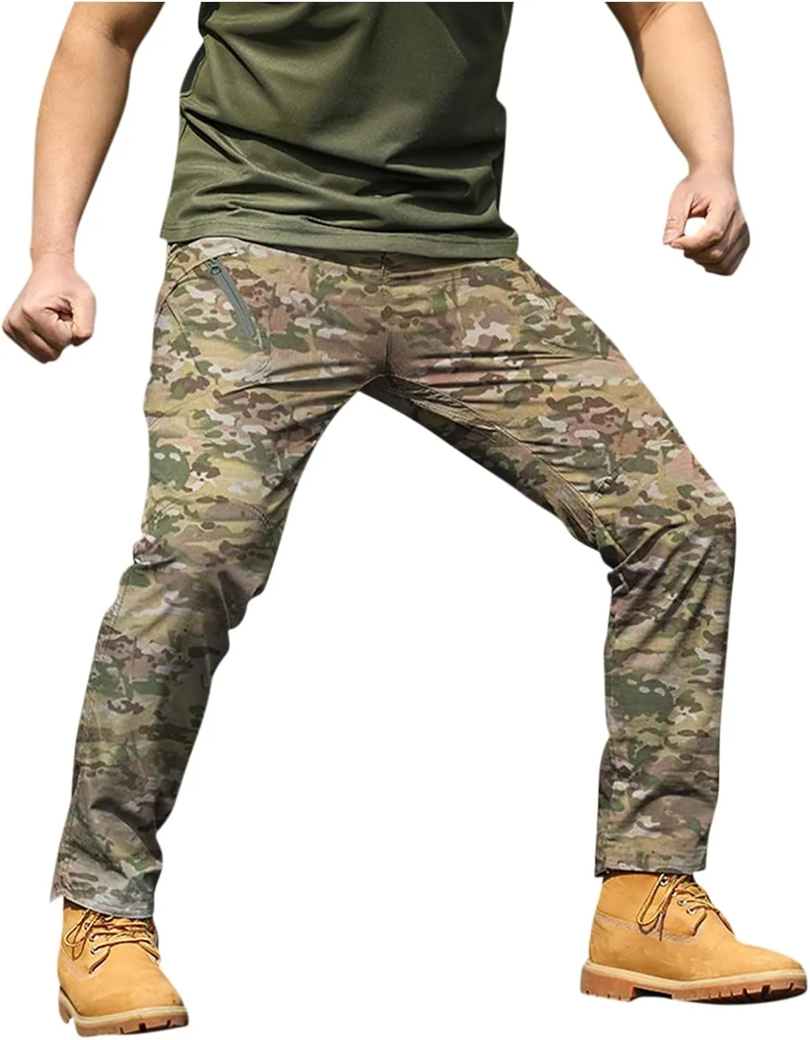 eoeioa Mens Military Army Camo Cargo Pants Outdoor Multi Pockets Work Pants Hiking Pants Waterproof Ripstop Pants