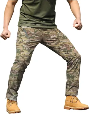 eoeioa Mens Military Army Camo Cargo Pants Outdoor Multi Pockets Work Pants Hiking Pants Waterproof Ripstop Pants