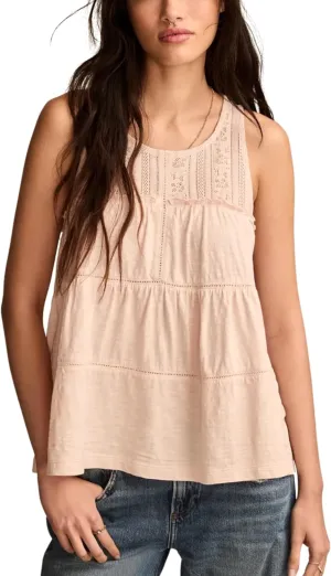Esmeling Women Summer Tank Tops Sleeveless Lace Ruffle Tiered Tunic Shirts Flowy Swing Babydoll Tops