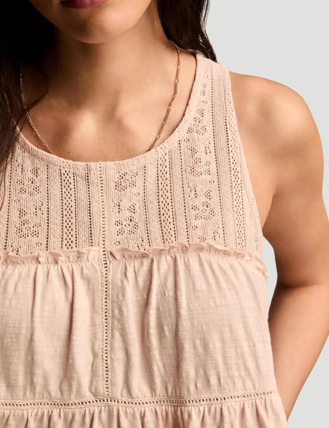 Esmeling Women Summer Tank Tops Sleeveless Lace Ruffle Tiered Tunic Shirts Flowy Swing Babydoll Tops