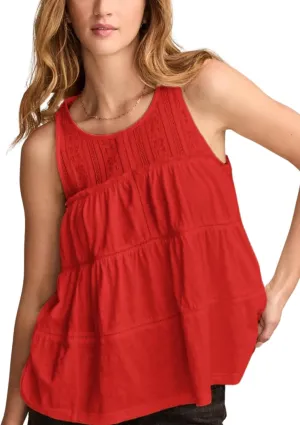 Esmeling Women Summer Tank Tops Sleeveless Lace Ruffle Tiered Tunic Shirts Flowy Swing Babydoll Tops