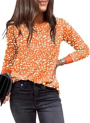 EVALESS Womens Crewneck Long Sleeve Tops Casual Polka Dots Tops Spring Summer 2025 Tshirts Shirts
