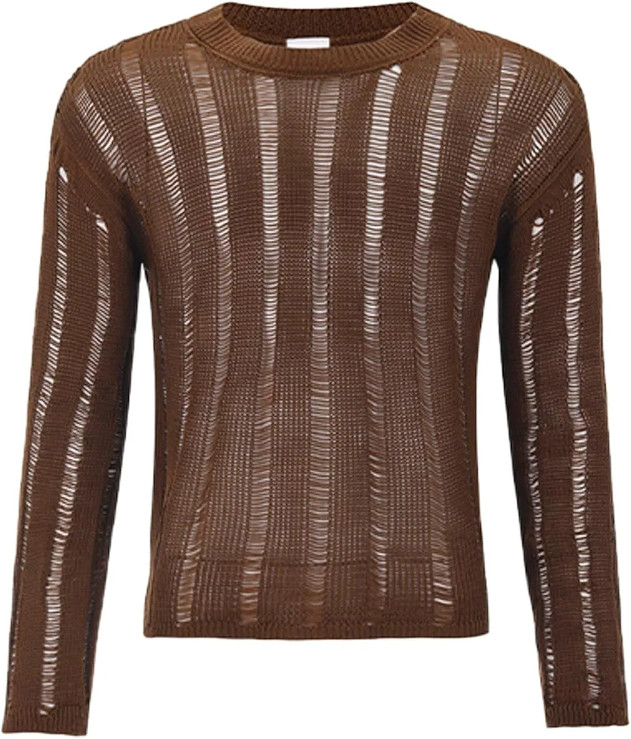 FEOYA Men’s Mesh See Through Shirts Sheer Transparent Club Party Casual Top Undershirts