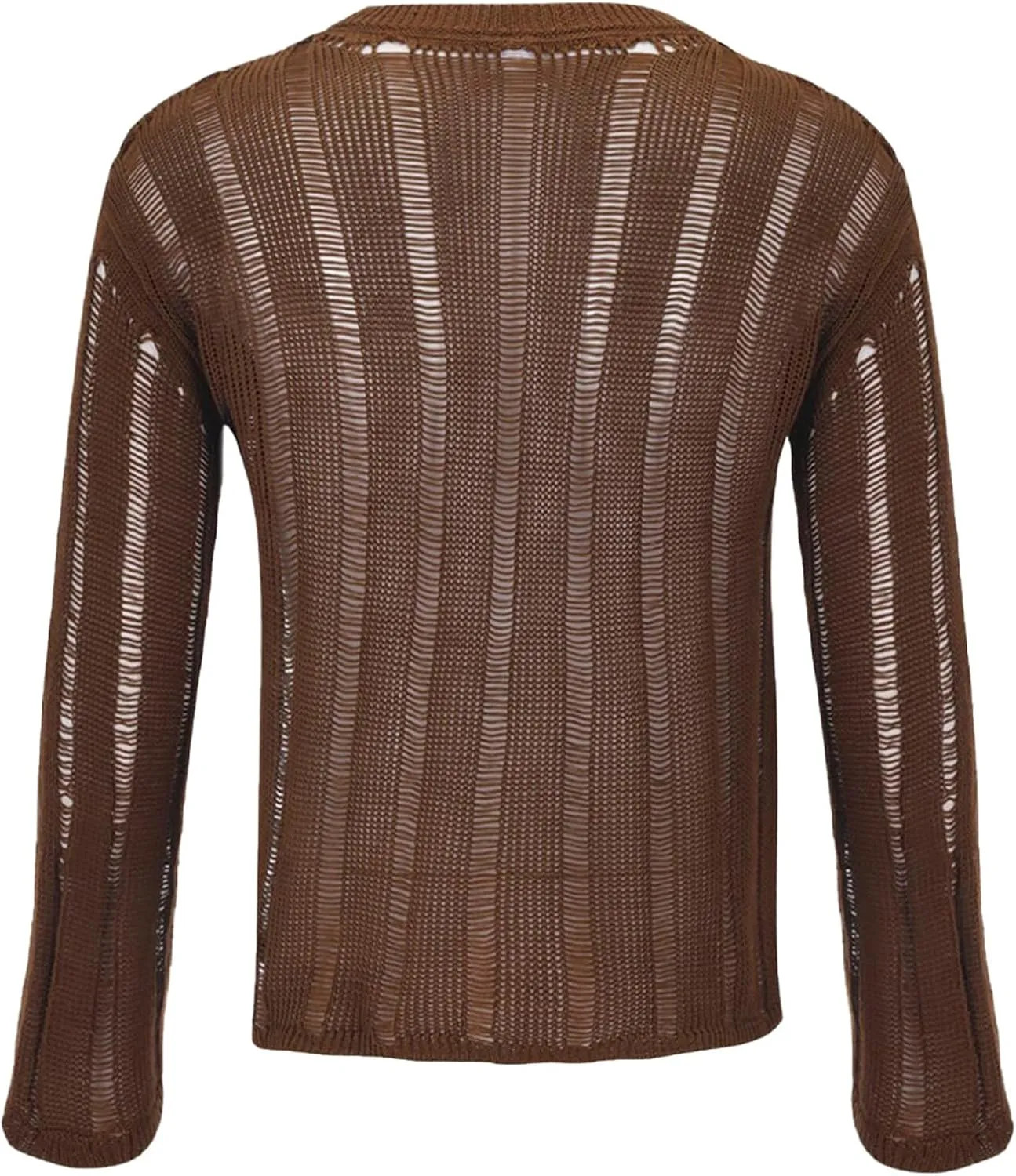 FEOYA Men’s Mesh See Through Shirts Sheer Transparent Club Party Casual Top Undershirts