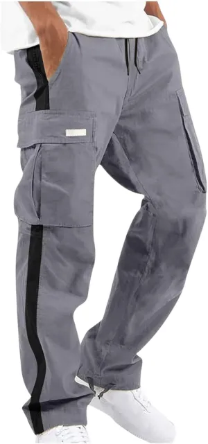 Finelylove Mens Cargo Pants Joggers Casual Athletic Pants Hiking Pants Loose Fit Straight Leg Flex Cargo Sweat Pants