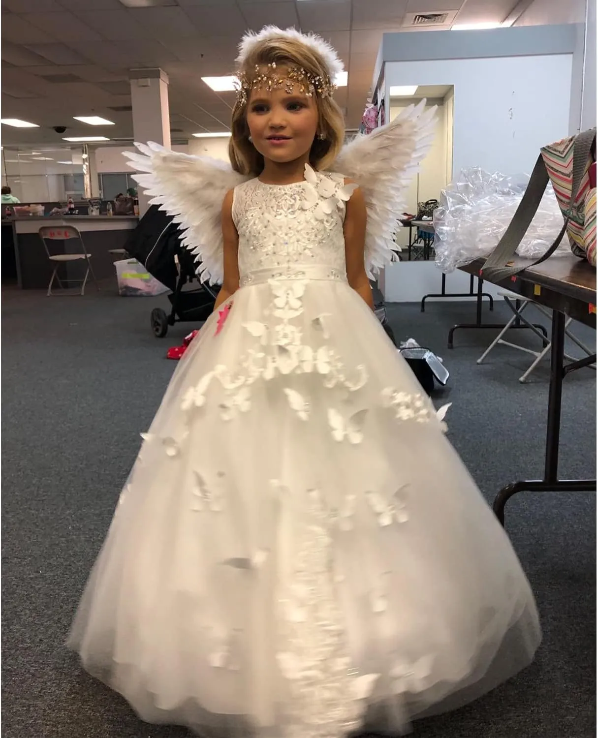Flower Girl Dress Kids Lace Beaded Pageant Ball Gowns