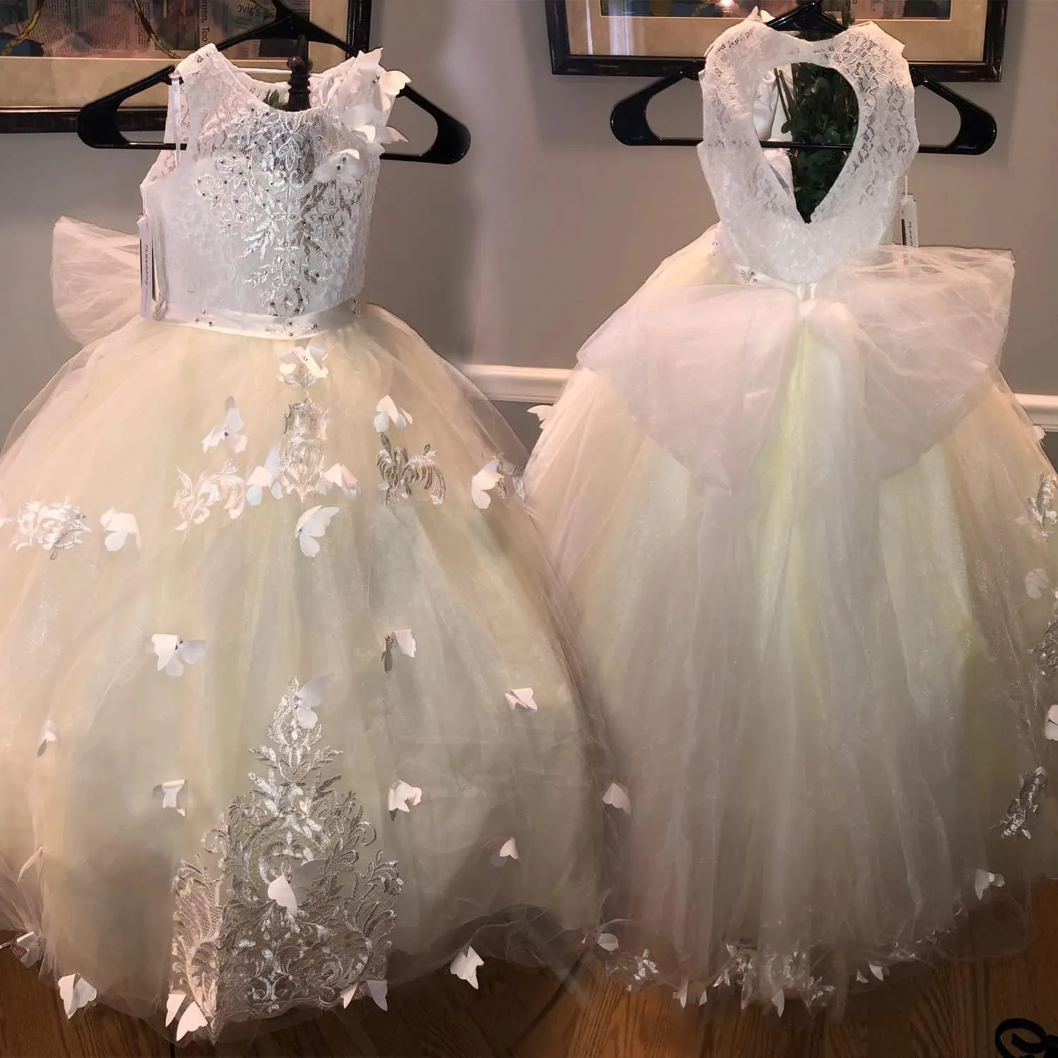 Flower Girl Dress Kids Lace Beaded Pageant Ball Gowns