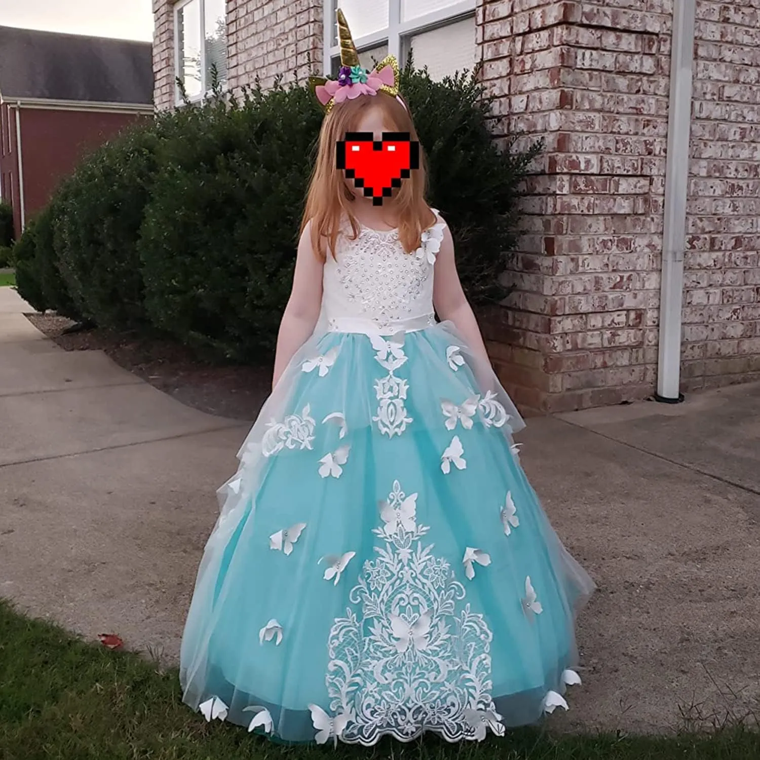 Flower Girl Dress Kids Lace Beaded Pageant Ball Gowns
