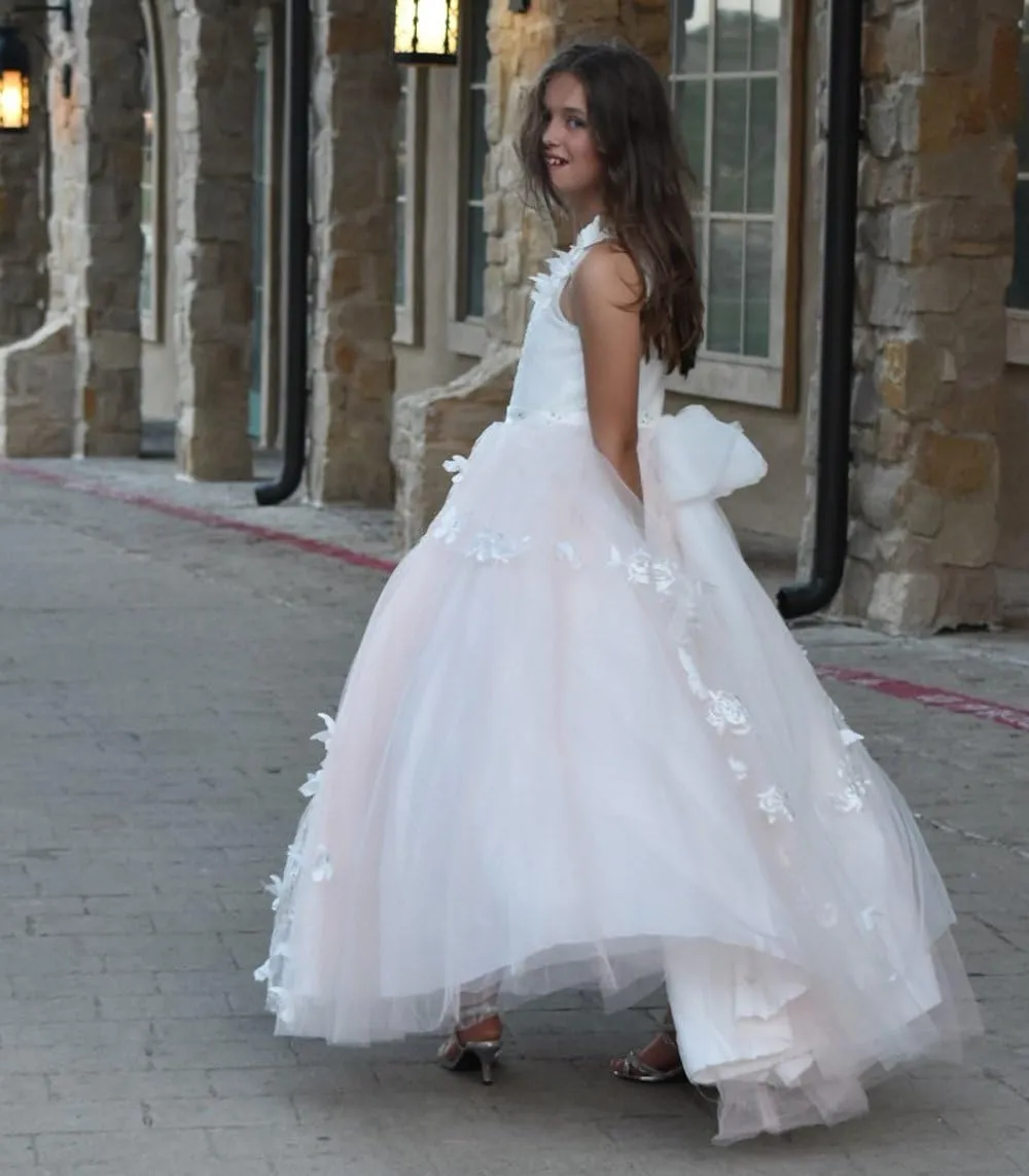 Flower Girl Dress Kids Lace Beaded Pageant Ball Gowns