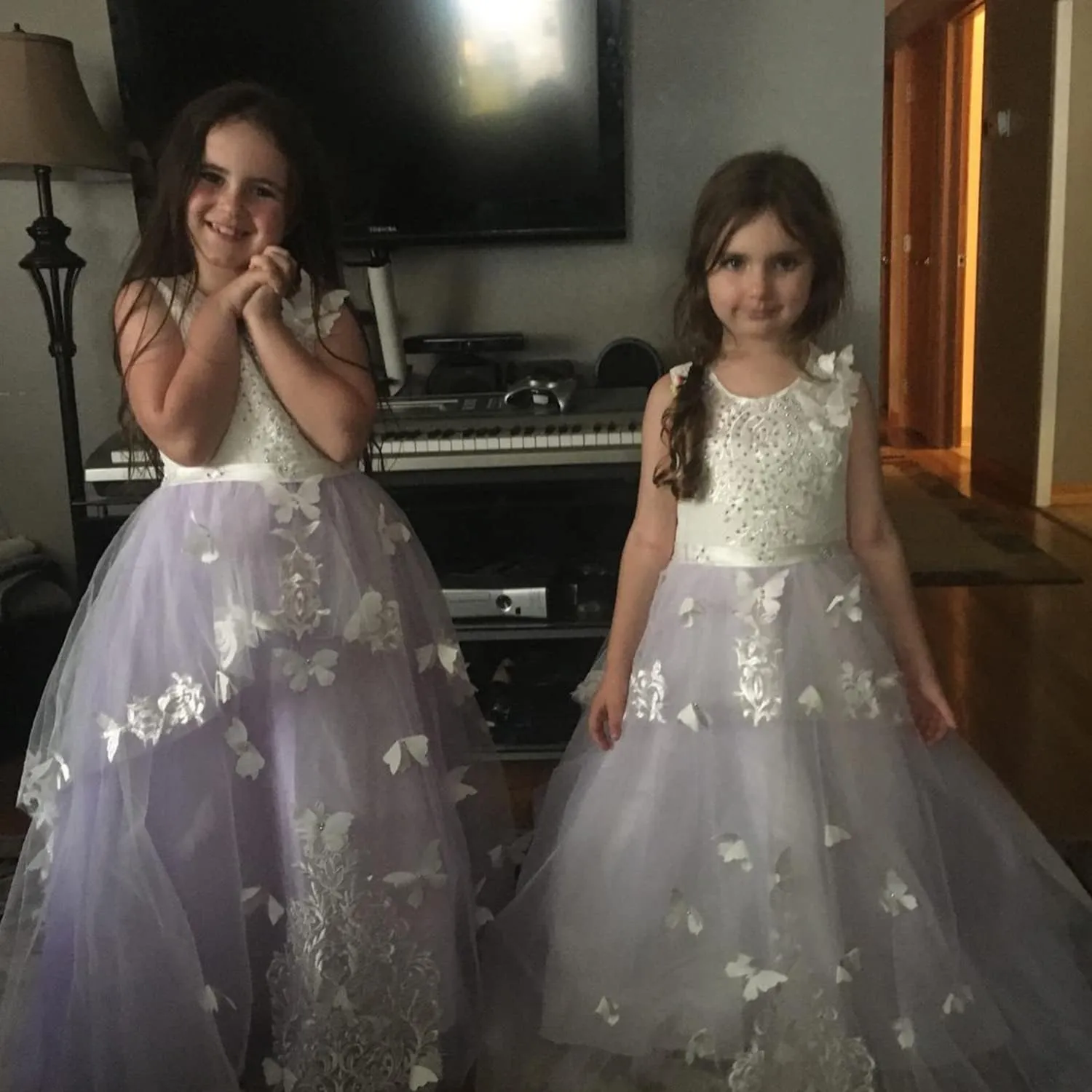 Flower Girl Dress Kids Lace Beaded Pageant Ball Gowns