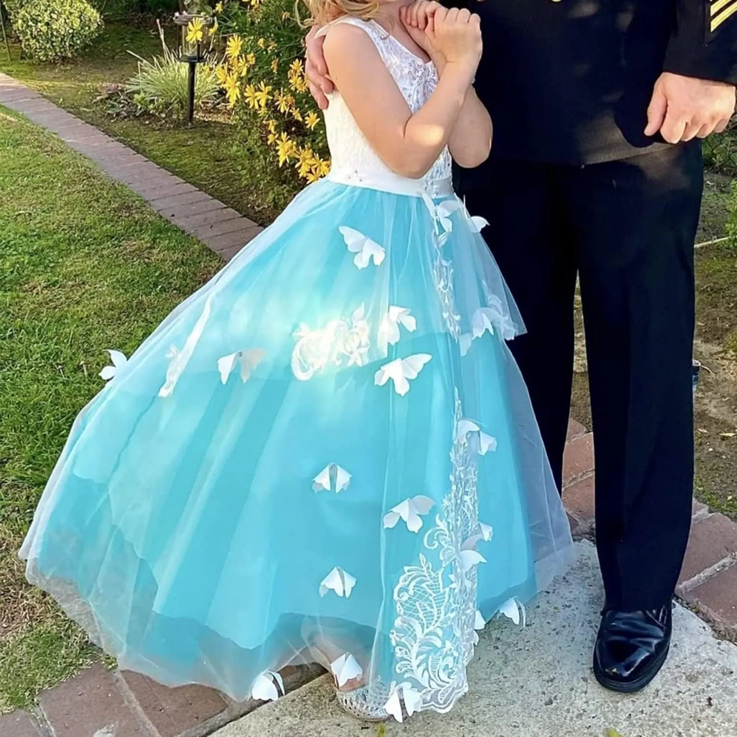 Flower Girl Dress Kids Lace Beaded Pageant Ball Gowns
