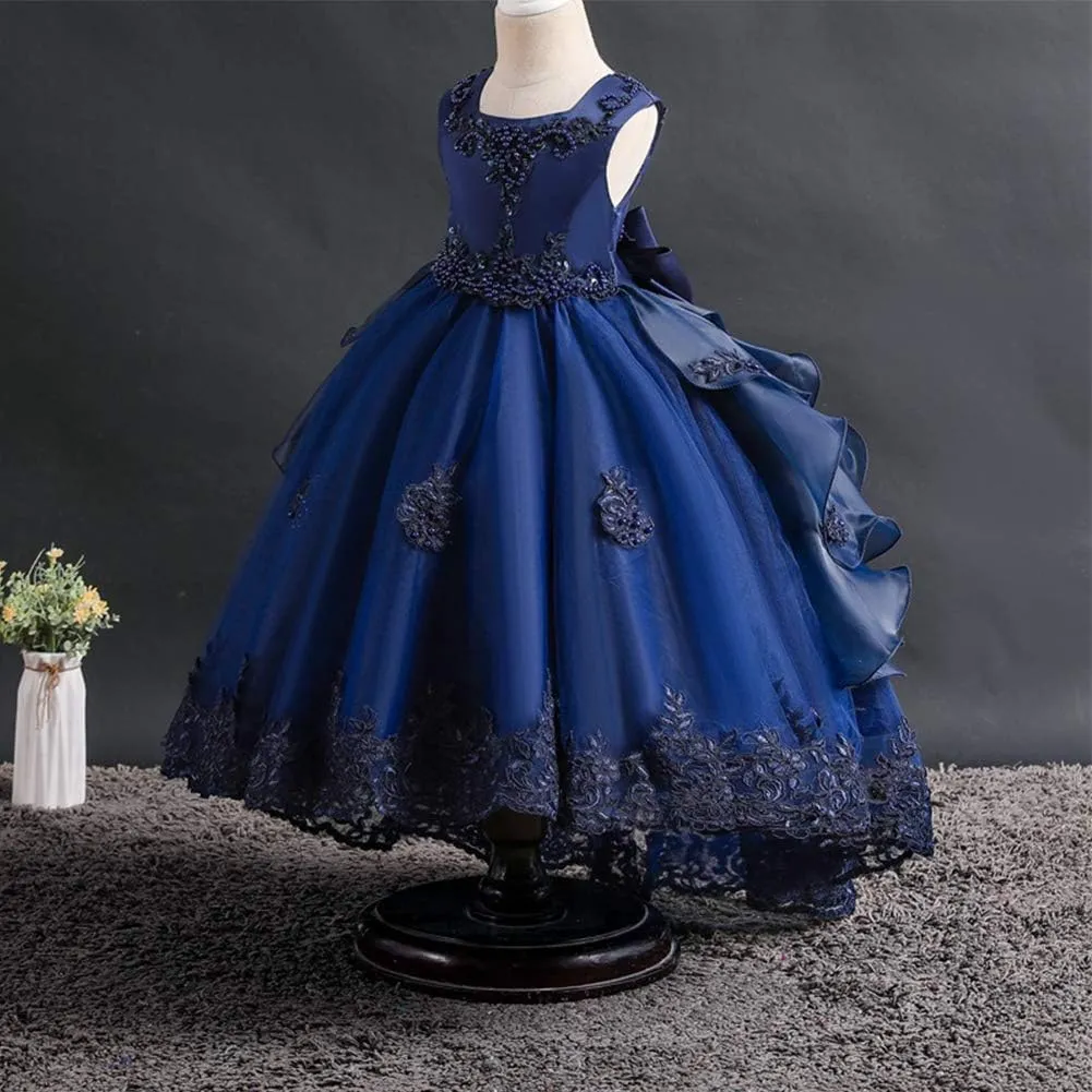 Flower Girl's Dress Princess Puffy Tulle Dresses Bridesmaid Wedding Communion Birthday Party Pageant Maxi Prom Gown for Kids