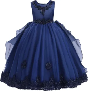 Flower Girl's Dress Princess Puffy Tulle Dresses Bridesmaid Wedding Communion Birthday Party Pageant Maxi Prom Gown for Kids