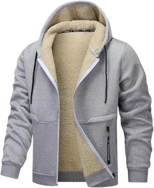 FMCHICO Men's Sherpa Hoodie Jacket Fleece Lined Zip Up Warm Hoodies Sweatshirt Winter Zipper Hooded Coat