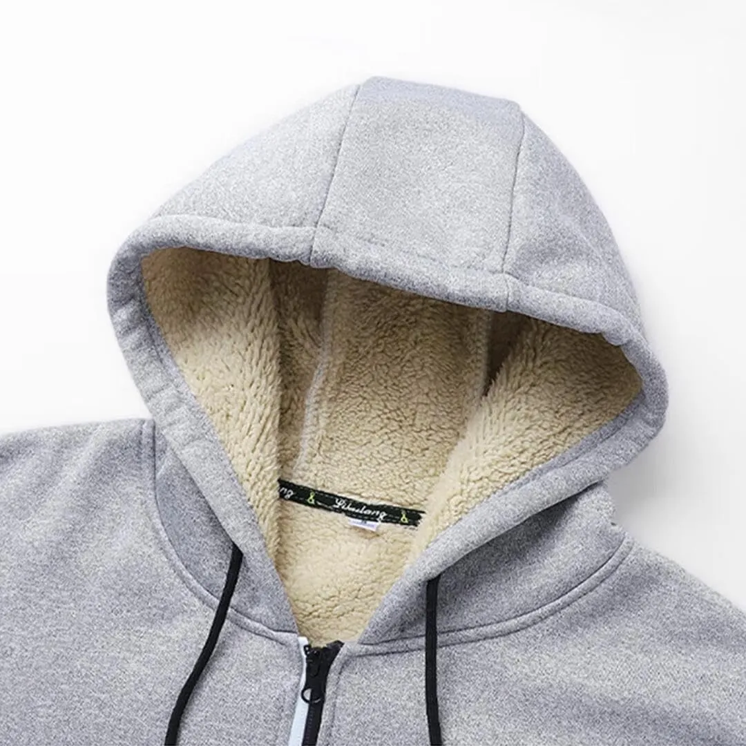 FMCHICO Men's Sherpa Hoodie Jacket Fleece Lined Zip Up Warm Hoodies Sweatshirt Winter Zipper Hooded Coat