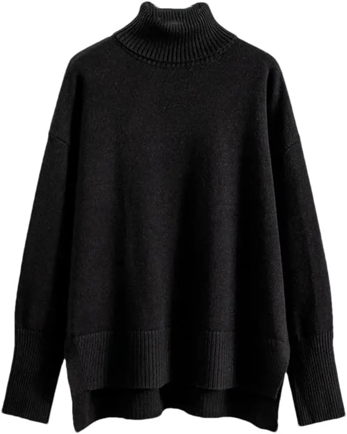 FULBHPRINT Women Autumn Winter Turtleneck Cashmere Sweater Basics Knitted Jumpers Oversized Warm Pullover Tops