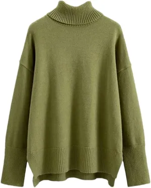 FULBHPRINT Women Autumn Winter Turtleneck Cashmere Sweater Basics Knitted Jumpers Oversized Warm Pullover Tops