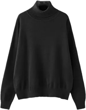FULBHPRINT Women Autumn Winter Turtleneck Sweaters Thick Wool Pullover Oversize Female Long Sleeve Loose Jumper