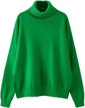 FULBHPRINT Women Autumn Winter Turtleneck Sweaters Thick Wool Pullover Oversize Female Long Sleeve Loose Jumper