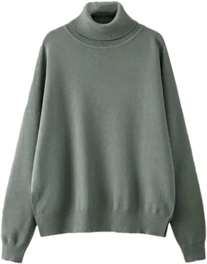 FULBHPRINT Women Autumn Winter Turtleneck Sweaters Thick Wool Pullover Oversize Female Long Sleeve Loose Jumper