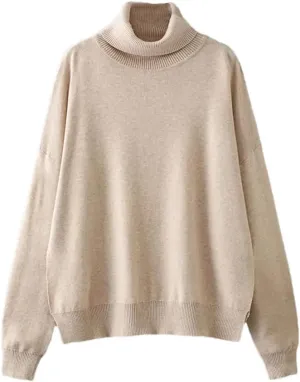 FULBHPRINT Women Autumn Winter Turtleneck Sweaters Thick Wool Pullover Oversize Female Long Sleeve Loose Jumper