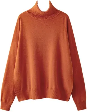 FULBHPRINT Women Autumn Winter Turtleneck Sweaters Thick Wool Pullover Oversize Female Long Sleeve Loose Jumper