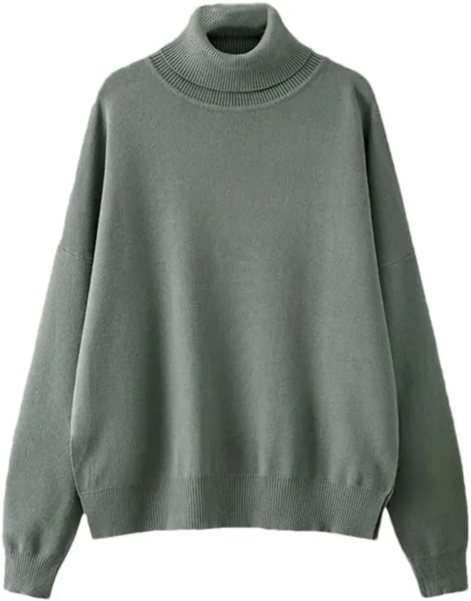FULBHPRINT Women Autumn Winter Turtleneck Sweaters Thick Wool Pullover Oversize Female Long Sleeve Loose Jumper