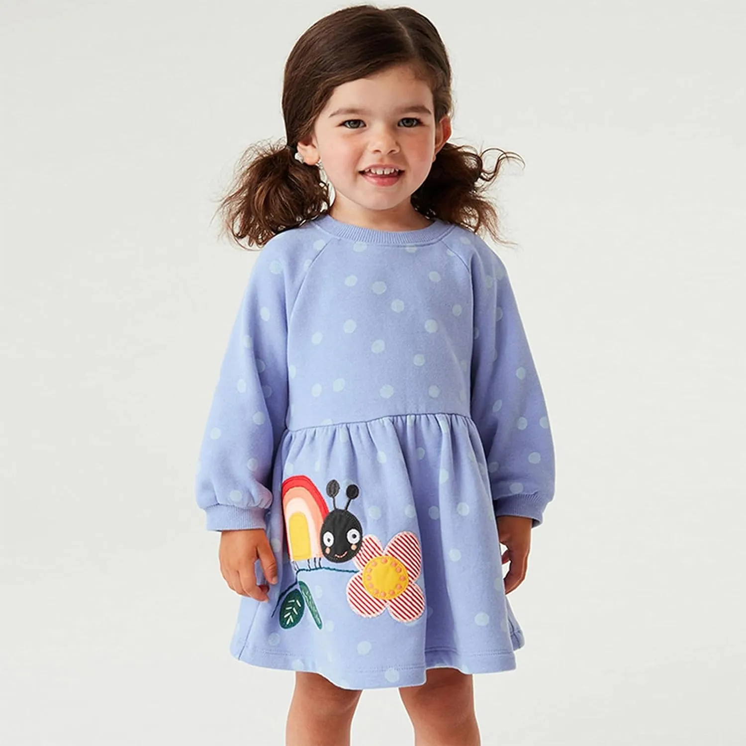 Girl Dress Casual Floral Applique Peter Pan Collar Long Sleeve Tutu Fall Christmas Tunic Shirt Clothes